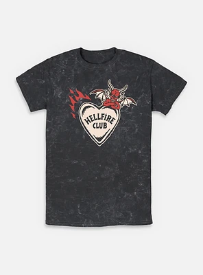 Stranger Things Hellfire Club Devil Heart Mineral Wash T-Shirt