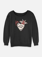 Stranger Things Hellfire Club Devil Heart Womens Slouchy Sweatshirt