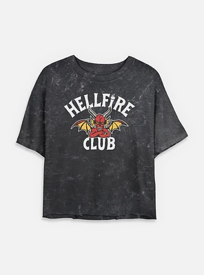 Stranger Things Devil Hellfire Club Logo Womens Mineral Wash Crop T-Shirt