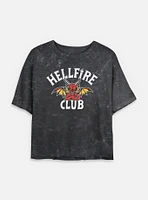 Stranger Things Devil Hellfire Club Logo Womens Mineral Wash Crop T-Shirt