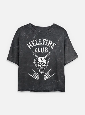 Stranger Things Hellfire Club Rocks Womens Mineral Wash Crop T-Shirt