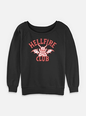 Stranger Things Devil Logo Hellfire Club Womens Slouchy Sweatshirt