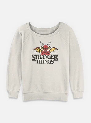 Stranger Things Hellfire Club Devil Logo Womens Slouchy Sweatshirt