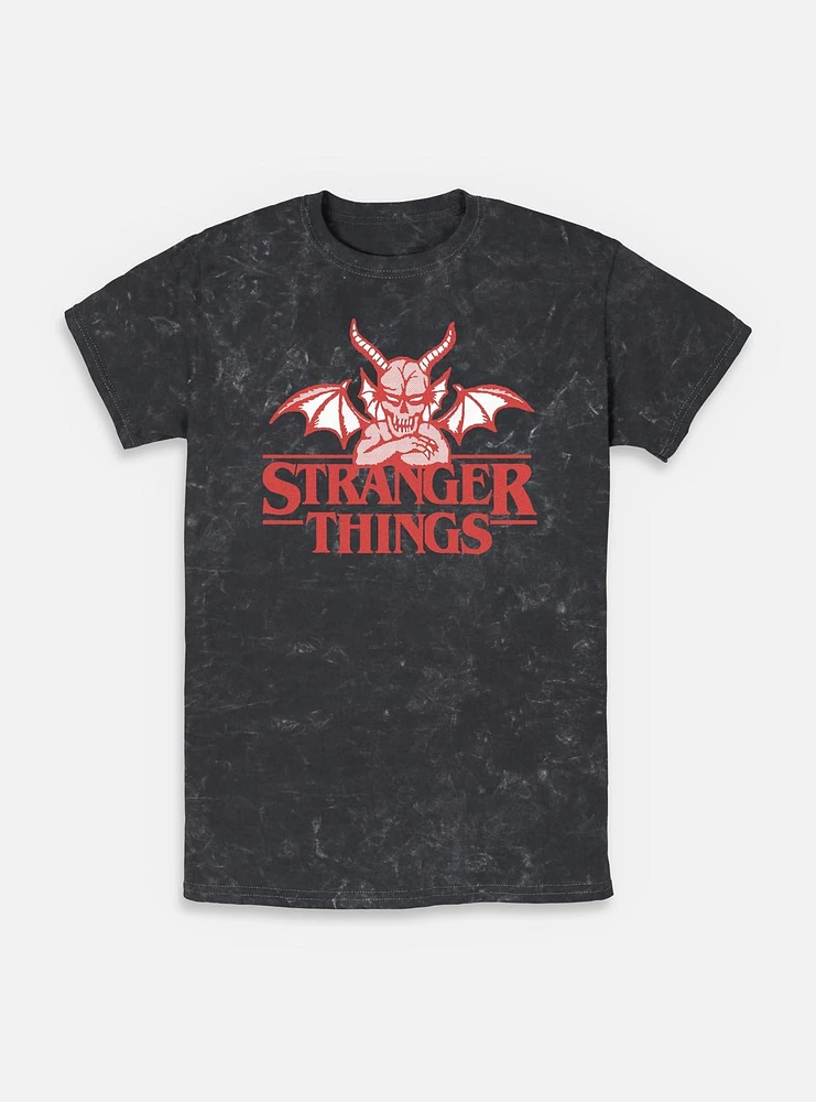 Stranger Things Devil Hellfire Clube Logo Mineral Wash T-Shirt