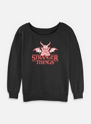 Stranger Things Devil Hellfire Clube Logo Womens Slouchy Sweatshirt