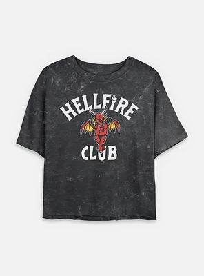 Stranger Things Hellfire Club Devil Frame Womens Mineral Wash Crop T-Shirt