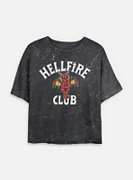 Stranger Things Hellfire Club Devil Frame Womens Mineral Wash Crop T-Shirt