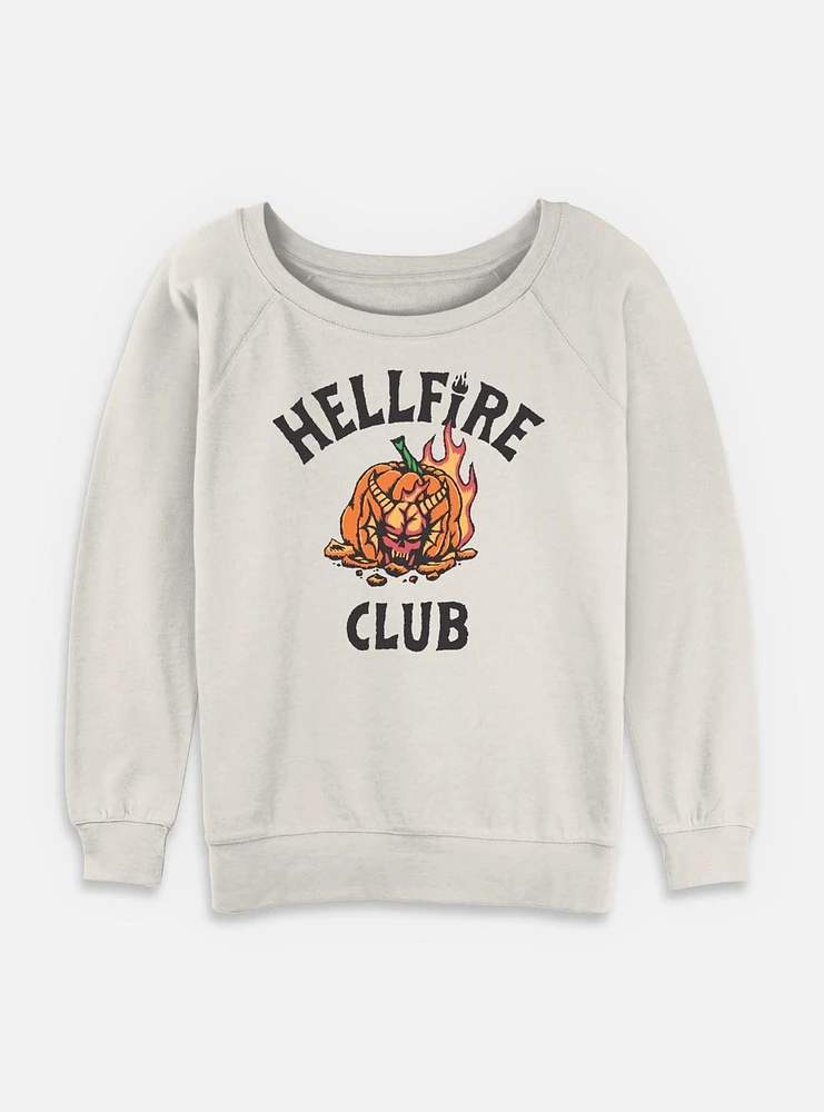 Stranger Things Hellfire Club Pumpkin Womens Slouchy Sweatshirt