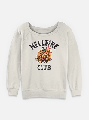 Stranger Things Hellfire Club Pumpkin Womens Slouchy Sweatshirt