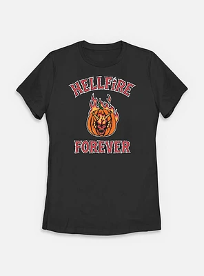 Stranger Things Hellfire Forever Pumpkin Womens T-Shirt