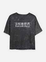 Ghost the Shell Stand Alone Complex Logo Mineral Wash Womens Crop T-Shirt