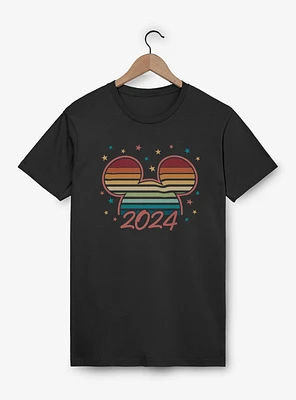 Disney Mickey Mouse Ears 2024 Sparkle Stripes  T-Shirt