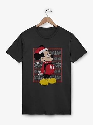 Disney Mickey Mouse Ugly Christmas Pattern T-Shirt
