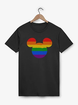 Disney Mickey Mouse Rainbow Ears Stripes  T-Shirt