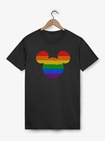 Disney Mickey Mouse Rainbow Ears Stripes  T-Shirt