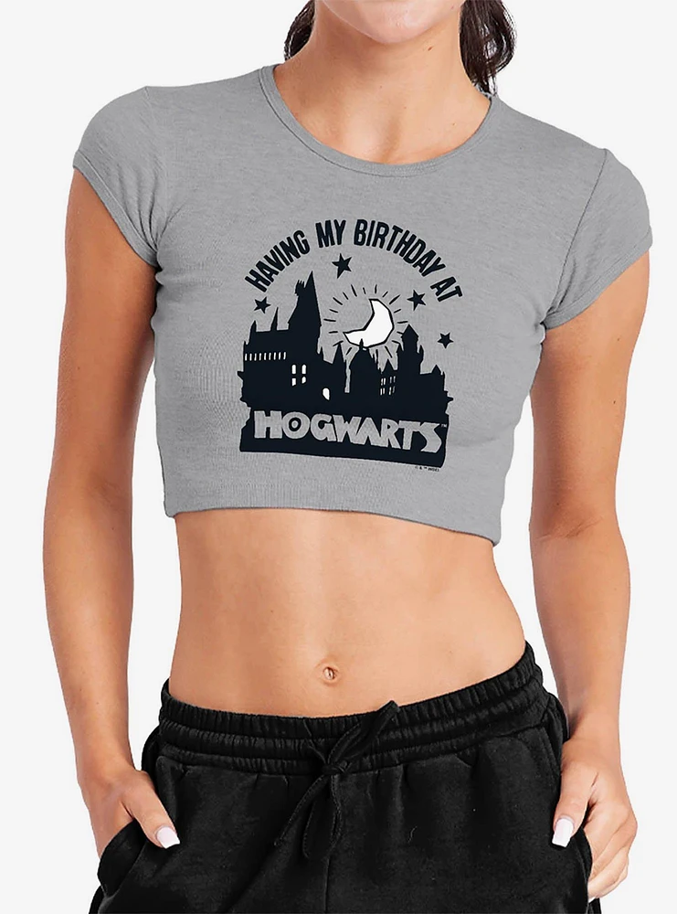 Harry Potter Birthday At Hogwarts Cap Sleeve Baby Rib Women's Crop Top