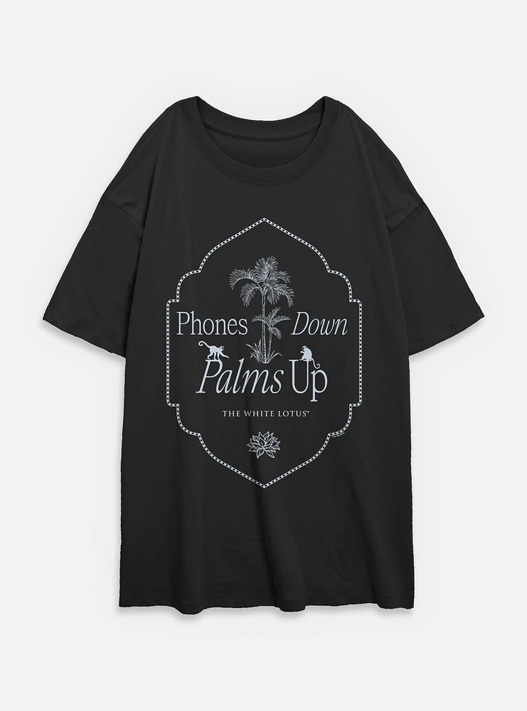 The White Lotus Phones Down Palms Up Womens Oversized T-Shirt