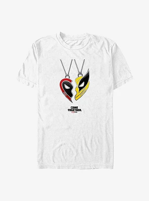 Marvel Deadpool & Wolverine Heart Friendship Necklace Big Tall T-Shirt