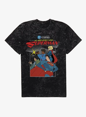 DC My Adventures With Superman Posing Group Mineral Wash T-Shirt