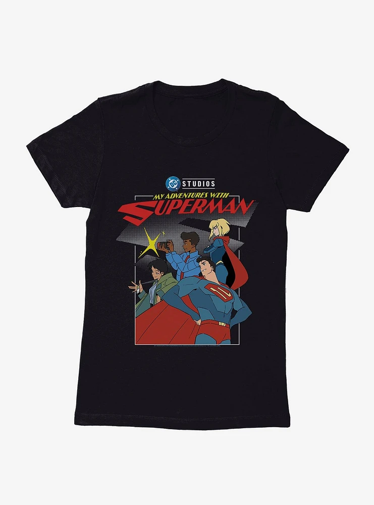 DC My Adventures With Superman Posing Group Womens T-Shirt