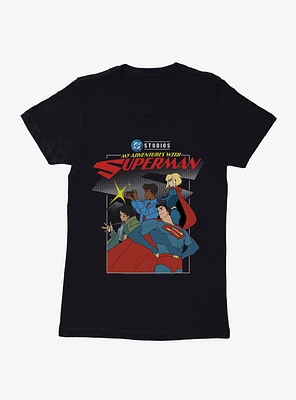 DC My Adventures With Superman Posing Group Womens T-Shirt