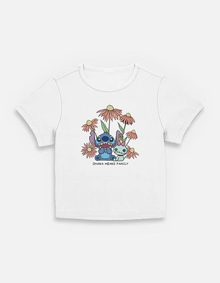Disney Lilo & Stitch Chibi Floral Womens Baby T-Shirt