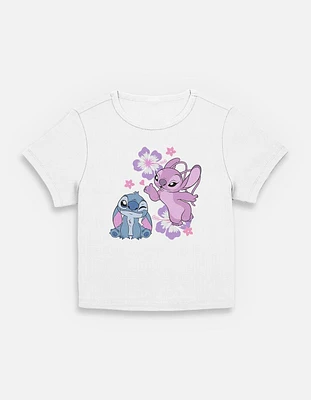 Disney Lilo & Stitch With Angel Hibiscus Womens Baby T-Shirt
