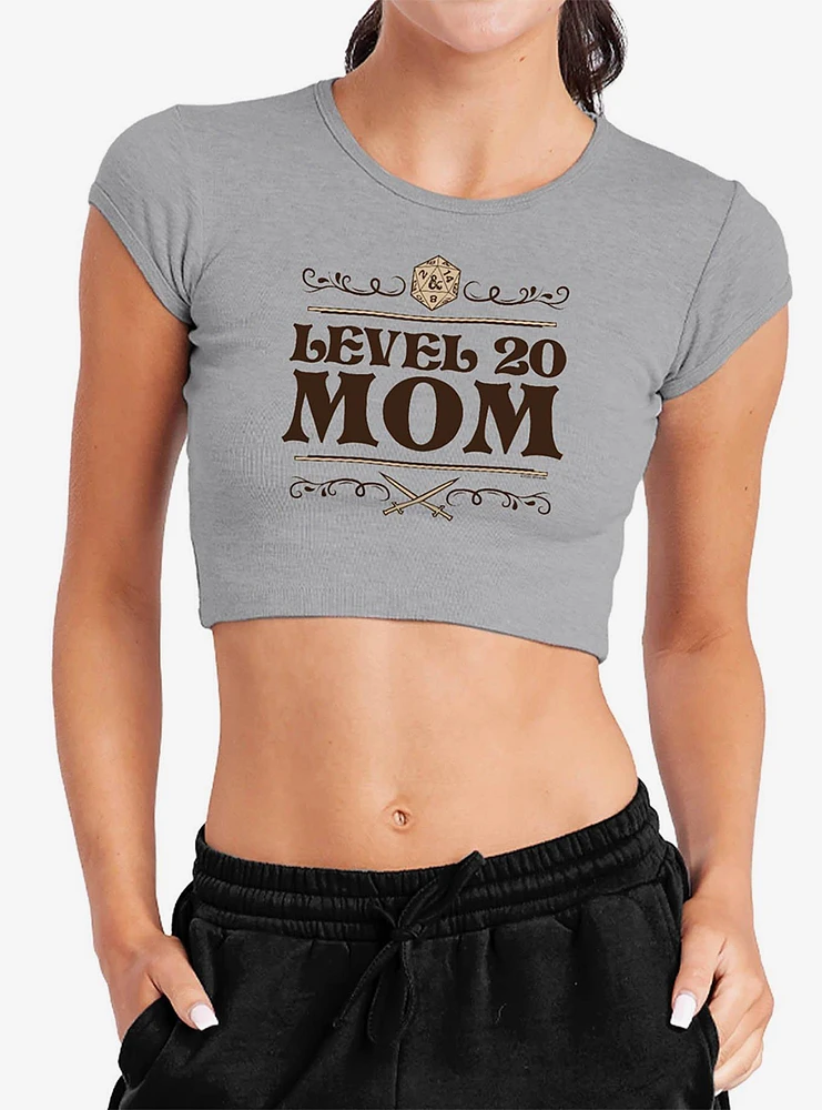 Dungeons & Dragons Level 20 Mom Cap Sleeve Baby Rib Women's Crop Top