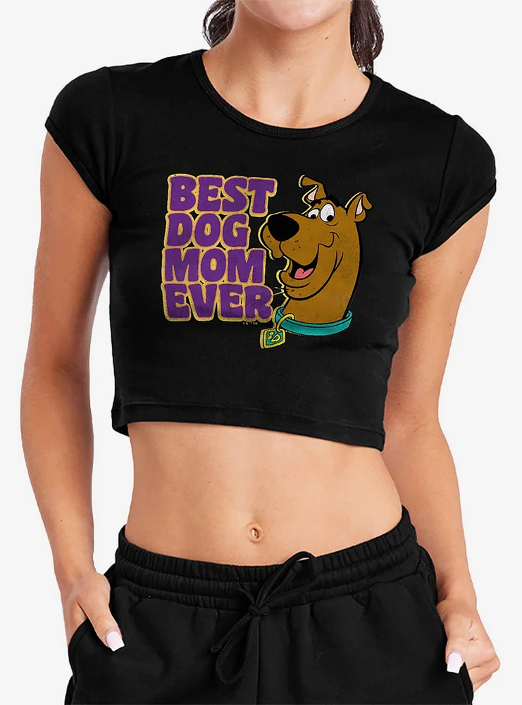 Scooby-Doo! Best Dog Mom Ever Cap Sleeve Baby Rib Women's Crop Top