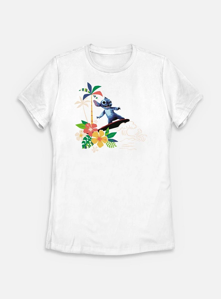 Disney Lilo & Stitch Live Action Surfing Vibes Womens T-Shirt