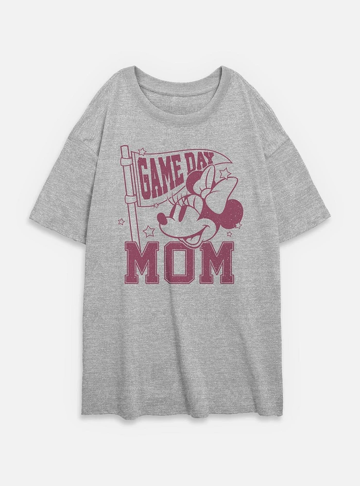Disney Minnie Mouse Game Day Mom Womens Oversized T-Shirt