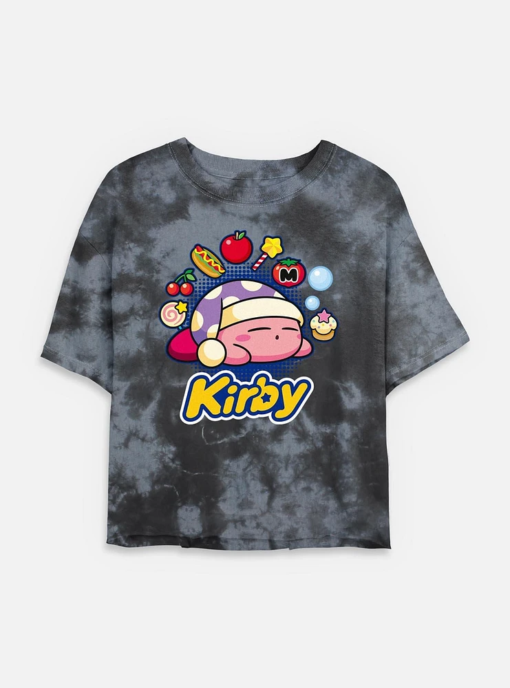 Nintendo Kirby Food Dreams Tie-Dye Womens Crop T-Shirt
