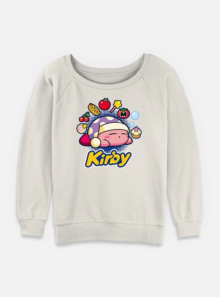 Nintendo Kirby Food Dreams Womens Slouchy Sweatshirt