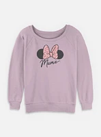 Disney Minnie Mouse Mama Leopard Bow Womens Slouchy Sweatshirt