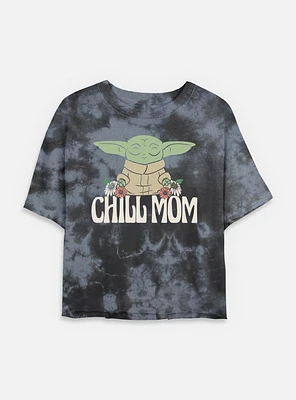 Star Wars The Mandalorian Chill Mom Tie-Dye Womens Crop T-Shirt
