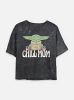Star Wars The Mandalorian Chill Mom Mineral Wash Womens Crop T-Shirt