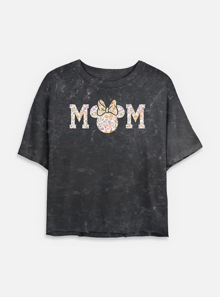 Disney Minnie Mouse Floral Mom Tie-Dye Womens Crop T-Shirt