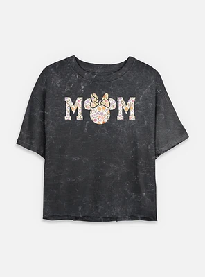 Disney Minnie Mouse Floral Mom Tie-Dye Womens Crop T-Shirt
