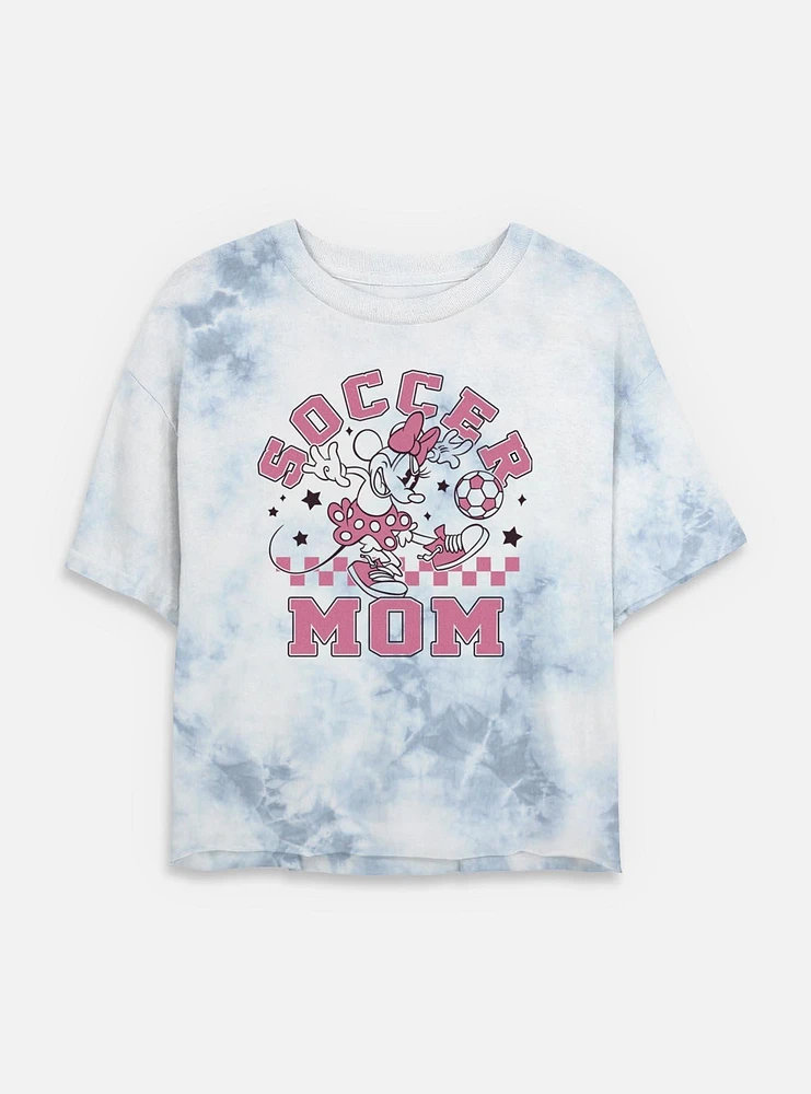 Disney Minnie Mouse Soccer Mom Tie-Dye Womens Crop T-Shirt