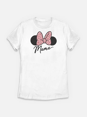 Disney Minnie Mouse Mama Leopard Bow Womens T-Shirt