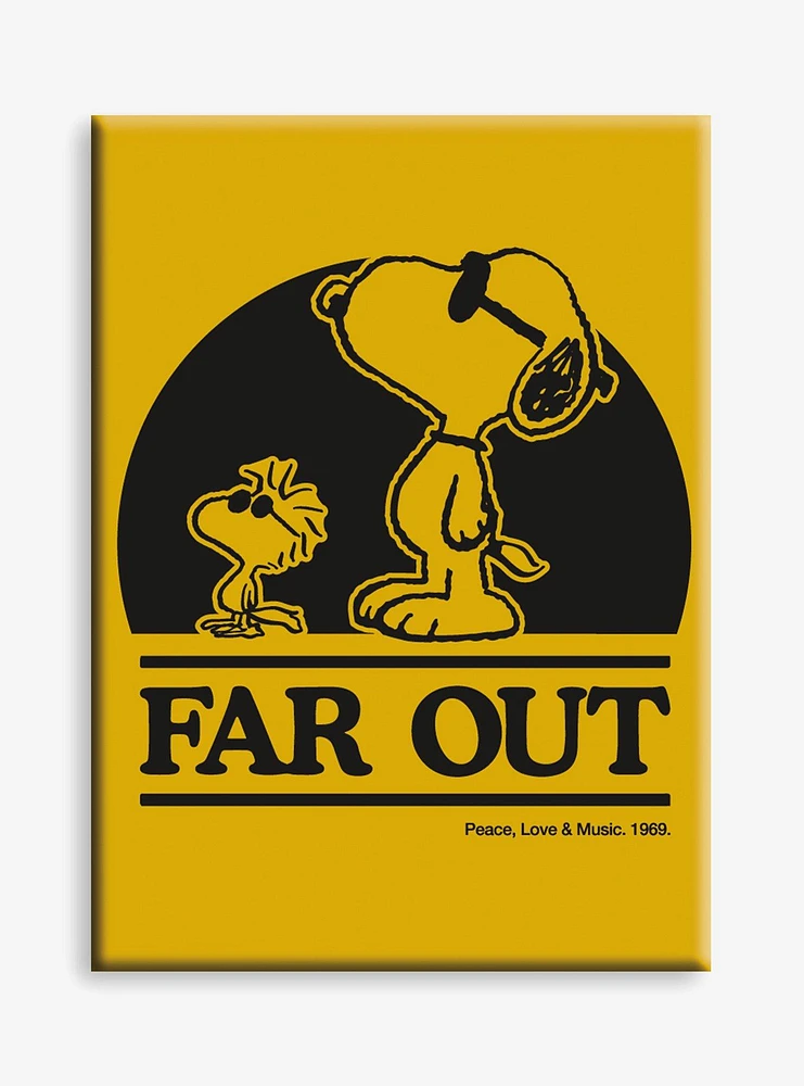 Peanuts Snoopy & Woodstock Far Out Flat Magnet