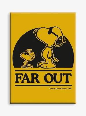Peanuts Snoopy & Woodstock Far Out Flat Magnet