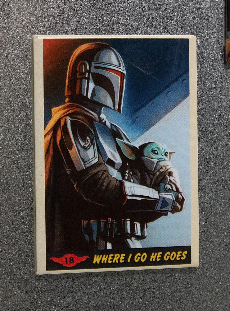 Star Wars The Mandalorian Where I Go He Goes Retro Flat Magnet