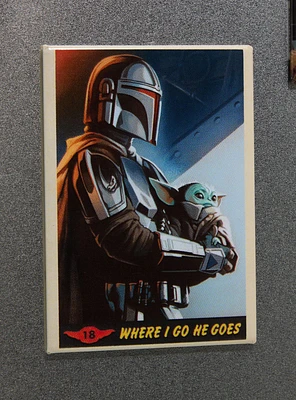 Star Wars The Mandalorian Where I Go He Goes Retro Flat Magnet
