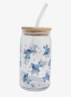 Disney Lilo & Stitch Floral Stitch Glass Cup with Straw