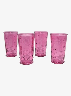 Sanrio Hello Kitty Embossed Pink Glass Set