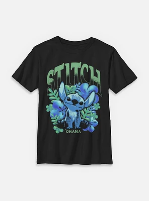 Disney Lilo & Stitch Dark Floral Youth T-Shirt BoxLunch Web Exclusive