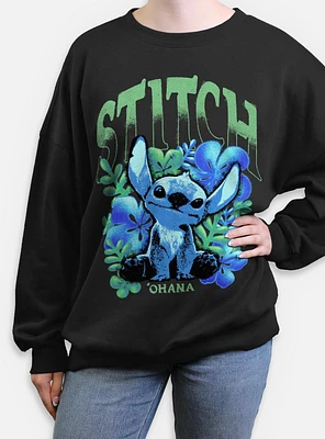 Disney Lilo & Stitch Dark Floral Womens Oversized Sweatshirt BoxLunch Web Exclusive