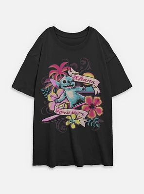 Disney Lilo & Stitch Surf Ohana Forever Womens Oversized T-Shirt BoxLunch Web Exclusive