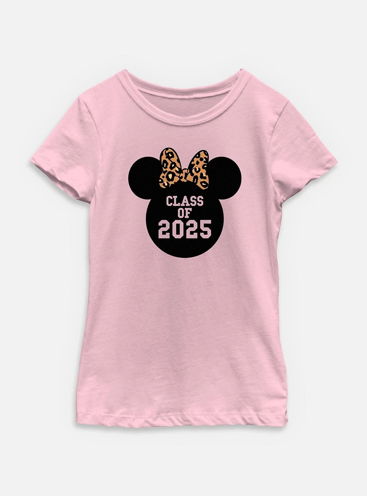 Disney Minnie Mouse Leopard Bow 2025 Youth Girls T-Shirt